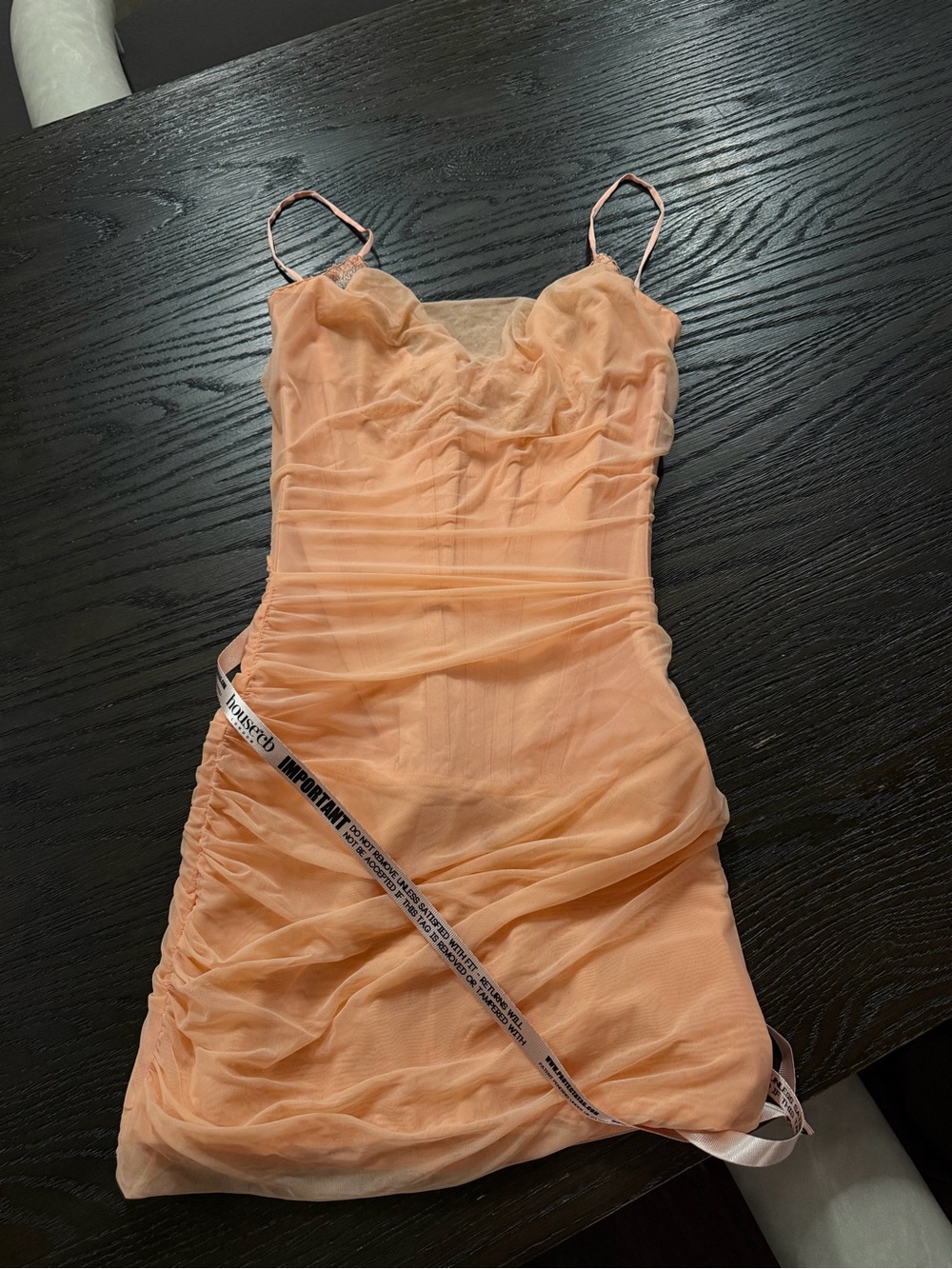 NWT House of CB Juna Papaya Ruched Mesh Mini Dress XS+ Fuller Cup